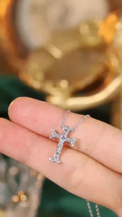 18k gold necklace with cross design, natural diamond weighing 0.35ct