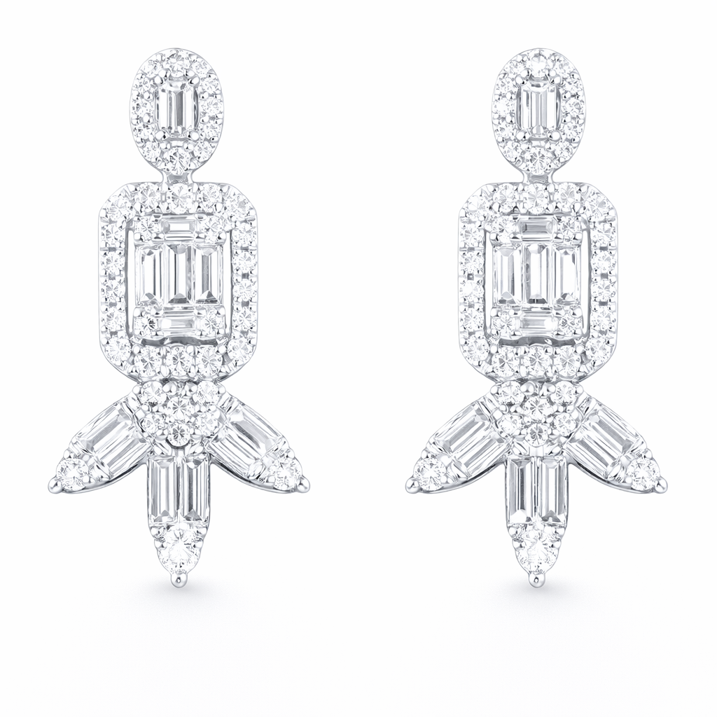 18k Gold Earrings, Studded with 0.50ct Natural Diamond 