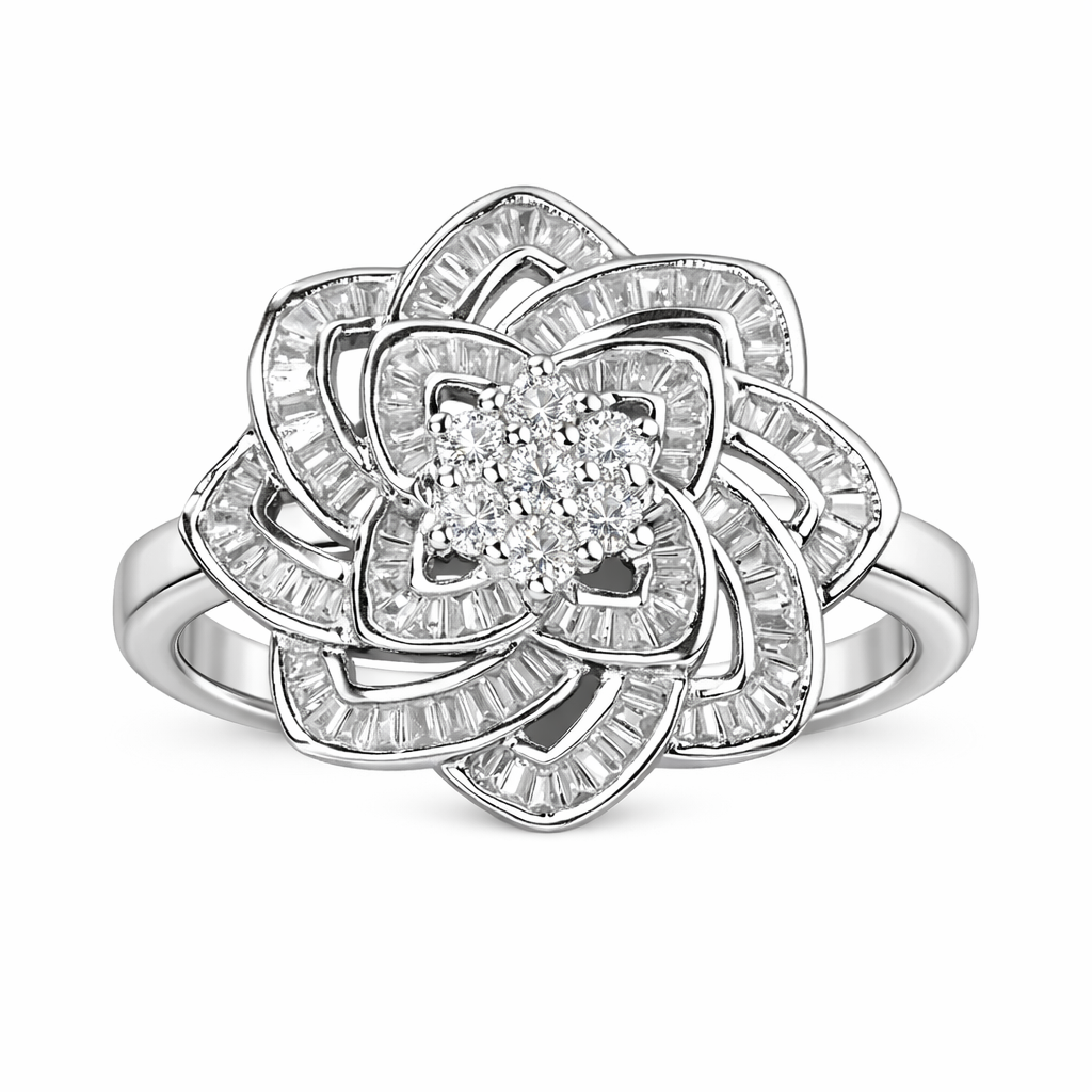 18k gold ring set with a natural diamond; the diamond features a Tapered Baguette cut and weighs 0.65carats.