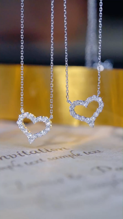 18k Gold Necklace with Heart Design, Natural Diamond 0.32ct