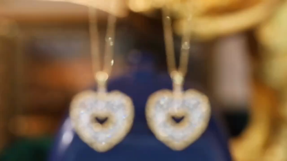 18k Gold Necklace with Heart Design, Natural Diamond 0.18ct