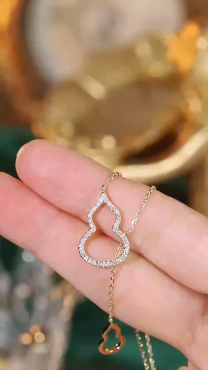 18k Gold Gourd Necklace Set with 0.20ct Natural Diamond