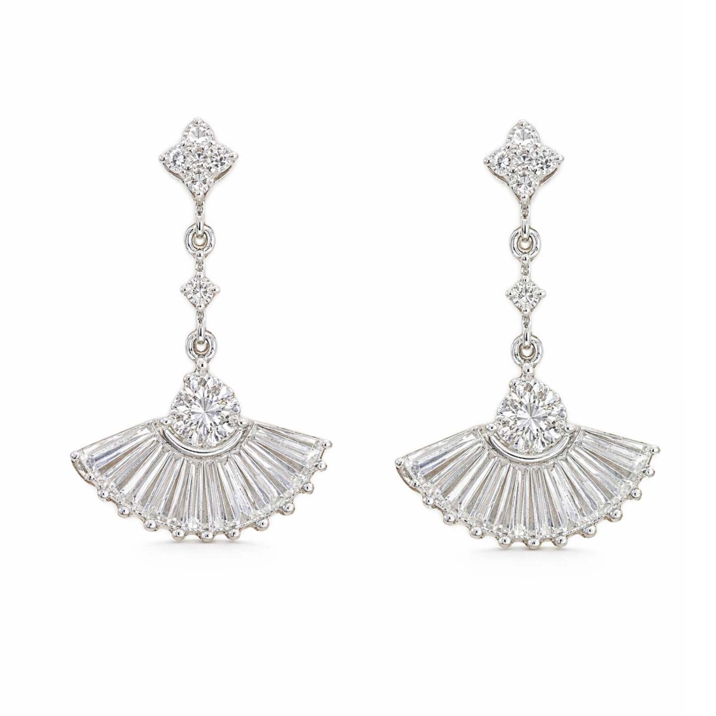 Leaves 18K Gold Natural Diamond Stud Earrings | Cluster-Set 0.24CT Diamonds