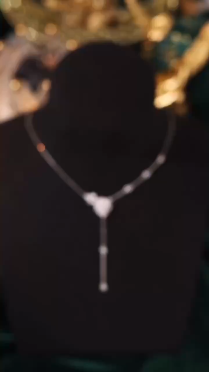 18k Gold Necklace with Flower Design, Natural Diamond 0.60ct