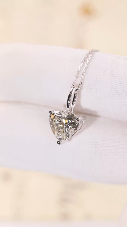 10k gold Heart of Love · 1ct Lab Grown Heart Cut Diamond 3-Prong Necklace