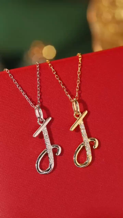 18k Gold Necklace with the Letter "J" Inlaid with 0.05ct Natural Diamond