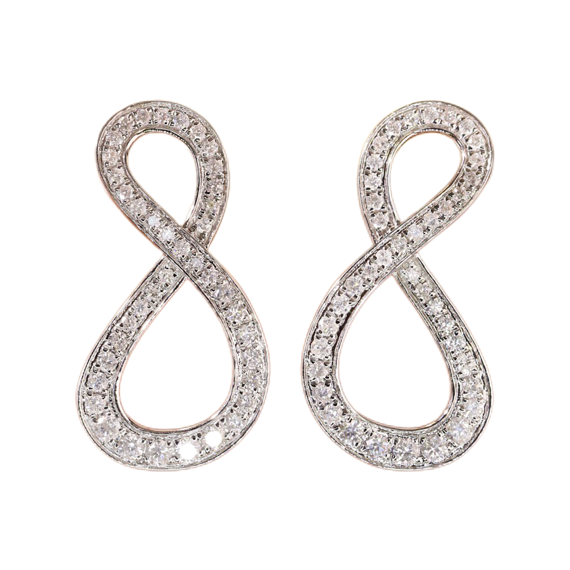 Bow tie 18K Gold Natural Diamond Stud Earrings | Cluster-Set 0.80CT Diamonds 