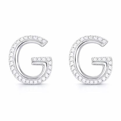 18k gold earring stud with the letter “G” and a 0.10ct natural diamond inlaid.