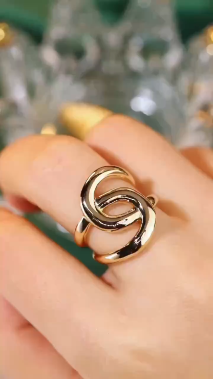 18K gold 3D hard gold environmentally friendly electroplated hollow plain gold ring