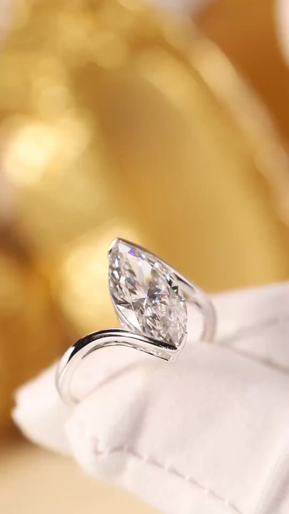 Durable & Dazzling! 10K Gold Lab Diamond Ring - 3.00ct Marquise Bezel Set