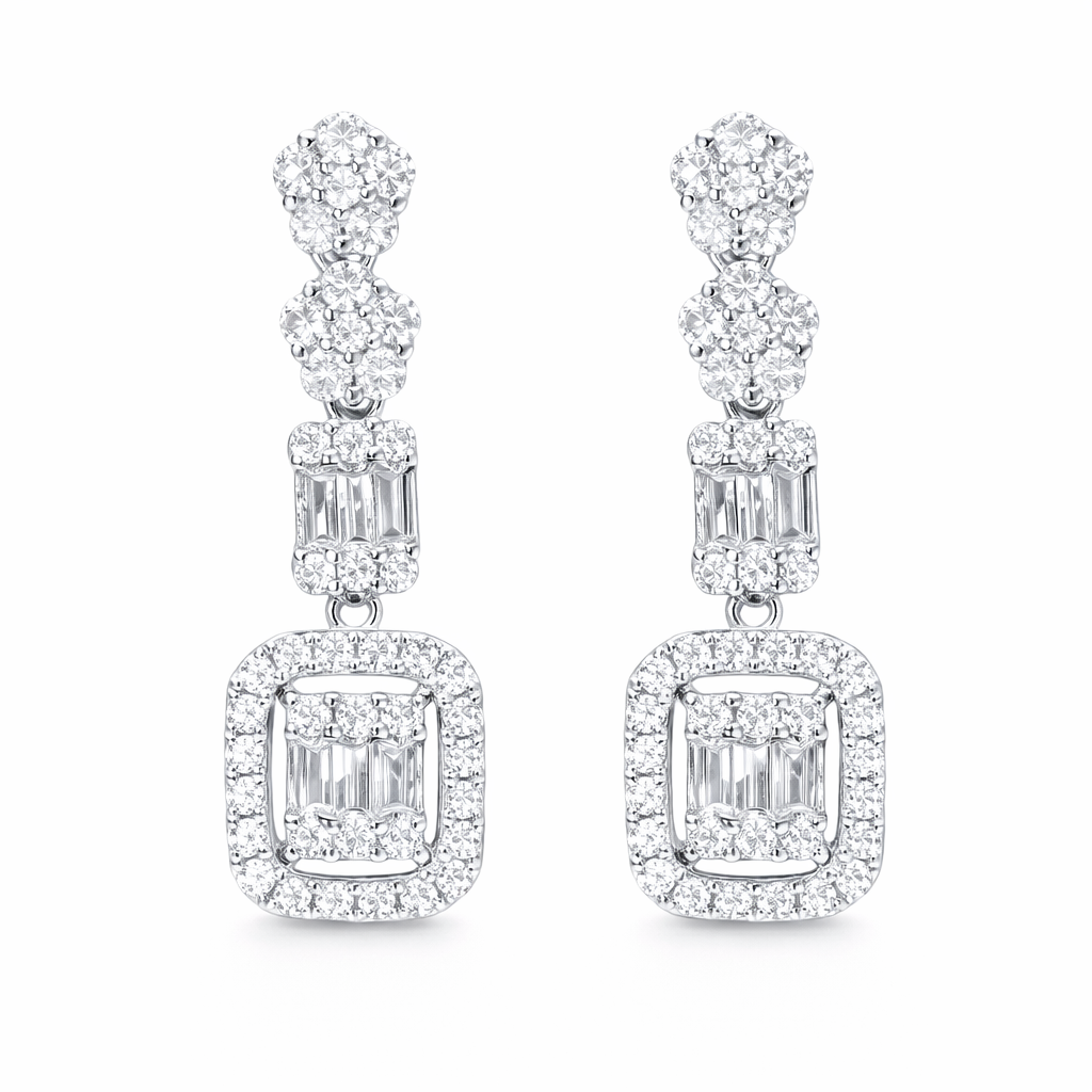 18k Gold Earrings, Studded with 0.70ct Natural Diamond 