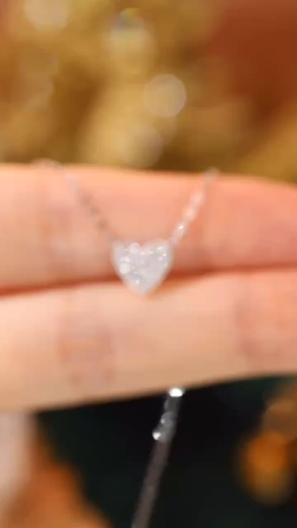 18k Gold Necklace with Heart Design, Natural Diamond 0.10ct