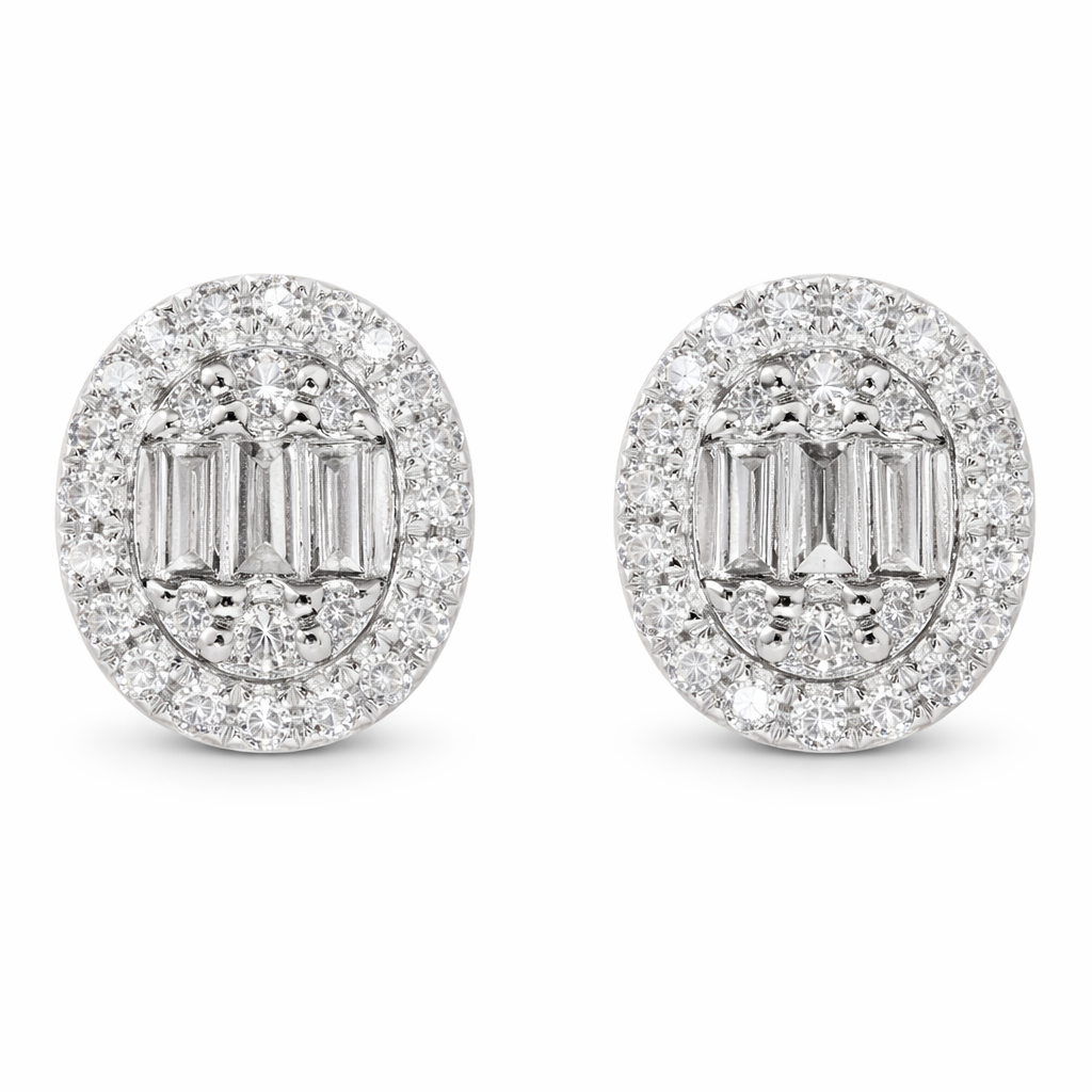 18k Gold Earrings, Studded with 0.26ct Natural Diamond 