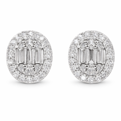 18k Gold Earrings, Studded with 0.26ct Natural Diamond 