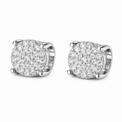 18k Gold Earring Studs with Bull Head Design; Diamond Insert of 0.50 ct Set in a Hidden Mount