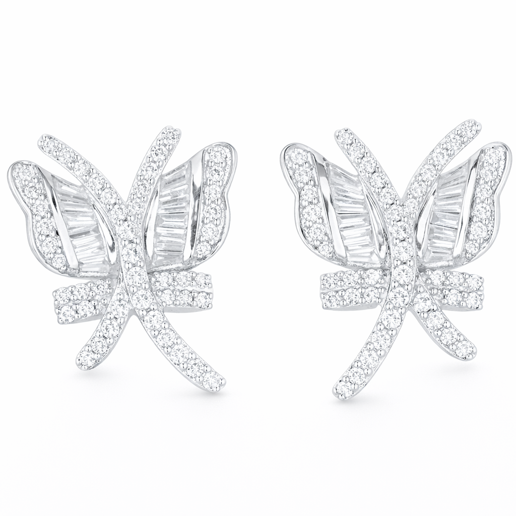Butterfly 18k Gold Earrings, Studded with 0.46ct Natural Diamond 