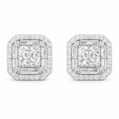 18k Gold Earrings, Studded with 0.48ct Natural Diamond 