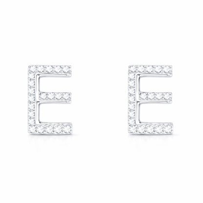 18k gold earring stud with the letter “E” and a 0.10ct natural diamond inlaid.