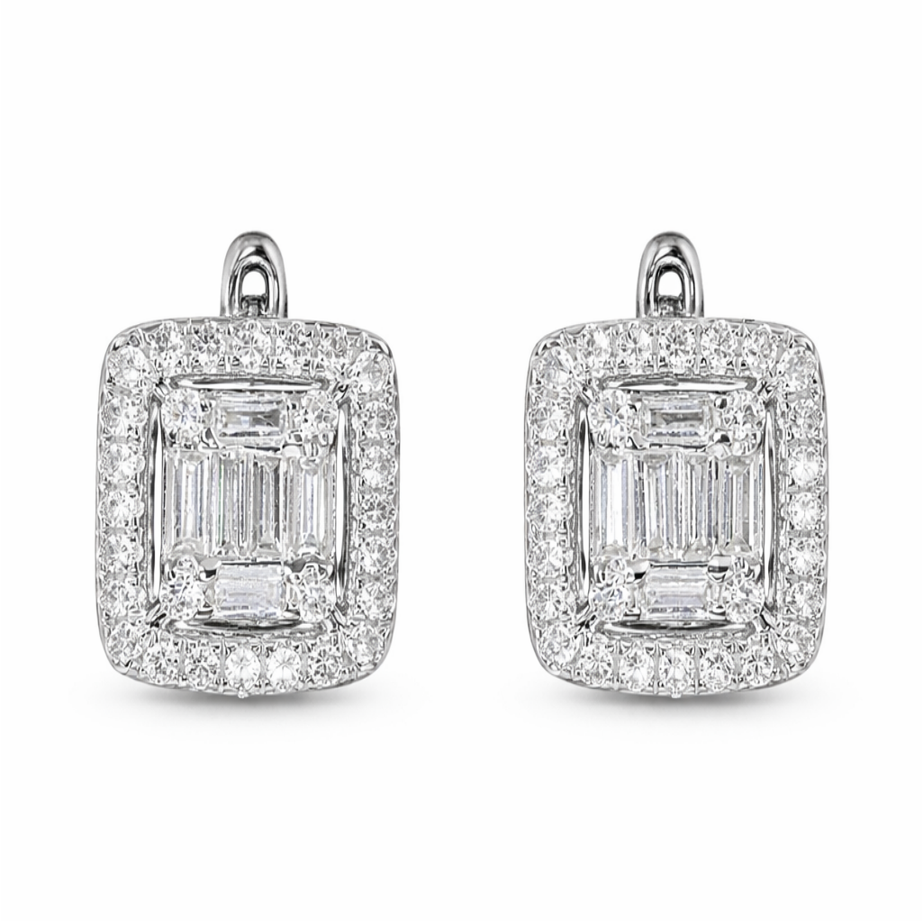 18k Gold Earrings, Studded with 0.60ct Natural Diamond 