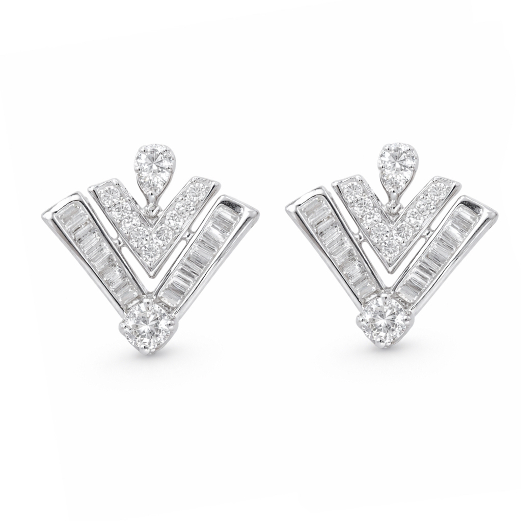 Leaves 18K Gold Natural Diamond Stud Earrings | Cluster-Set 0.24CT Diamonds