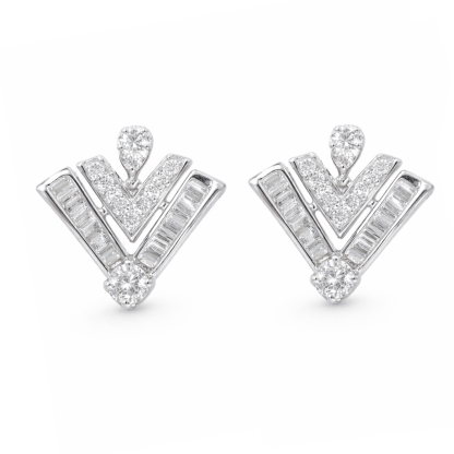 18k Gold Earrings, Studded with 0.60ct Natural Diamond 