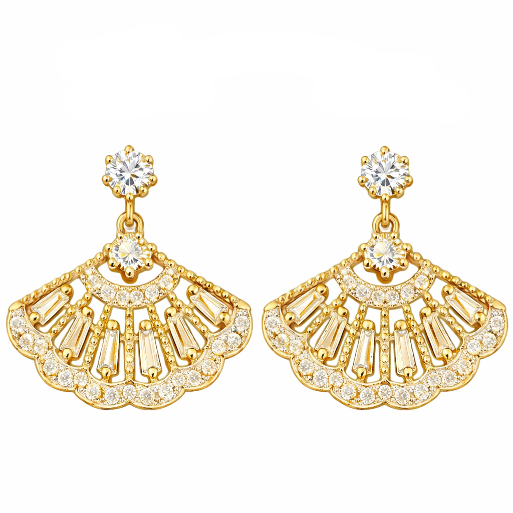 18k Gold Earrings, Studded with 0.78ct Natural Diamond 