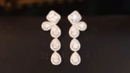 18k Gold Earrings, Studded with 1.50ct Natural Diamond 