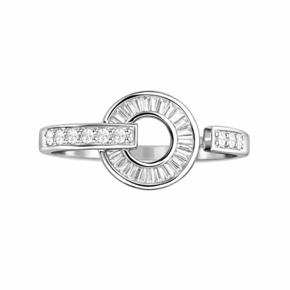 18k gold ring set with a natural diamond; the diamond features a Tapered Baguette cut and weighs 0.40 carats.