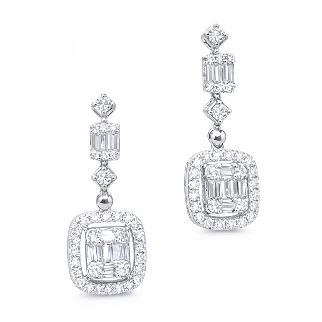 Leaves 18K Gold Natural Diamond Stud Earrings | Cluster-Set 0.24CT Diamonds
