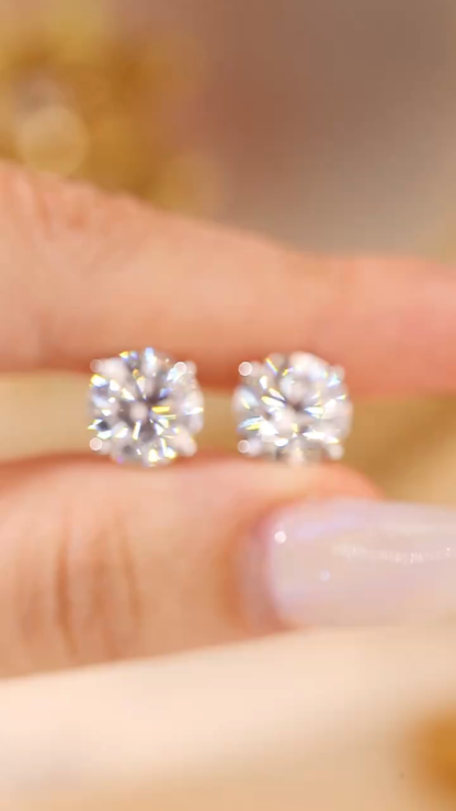 10K gold Big Sparkle! 10K Four-Prong Lab Diamond | 3ct Single / 6ct Pair