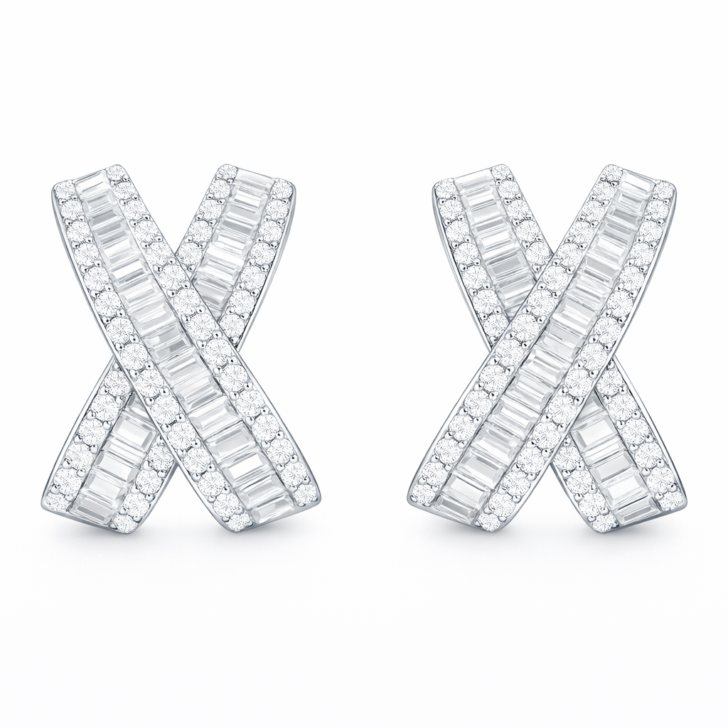 18k Gold Earrings, Studded with 0.60ct Natural Diamond 