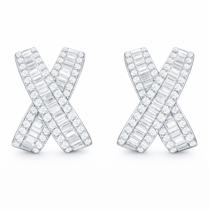 18k Gold Earrings, Studded with 0.60ct Natural Diamond 