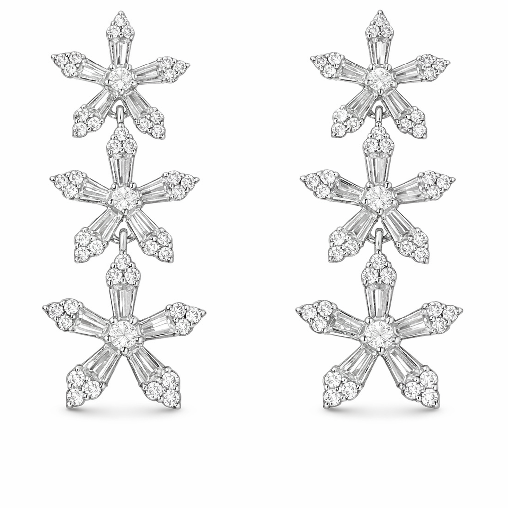  pentagram 18k Gold Earrings, Studded with 1.00ct Natural Diamond 