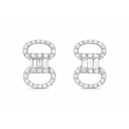 18k Gold Earrings, Studded with 0.40ct Natural Diamond 