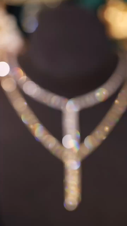 [Copy]18k Gold Necklace with Luxury Diamond-Set Evening Gown Chain; Natural Diamonds totaling 8ct