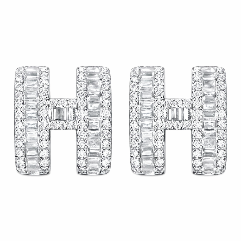 18k Gold Earrings, Studded with 0.50ct Natural Diamond 