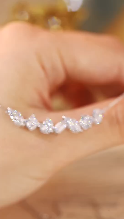 10K gold 3.20-carat laboratory-grown diamond necklace, consisting of various cut diamonds