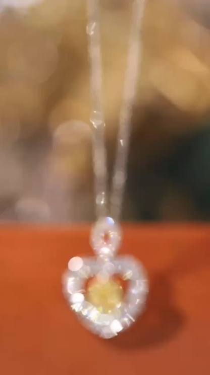 18k Gold Diamond Necklace with Yellow Diamonds, Natural Diamonds totaling 0.50ct
