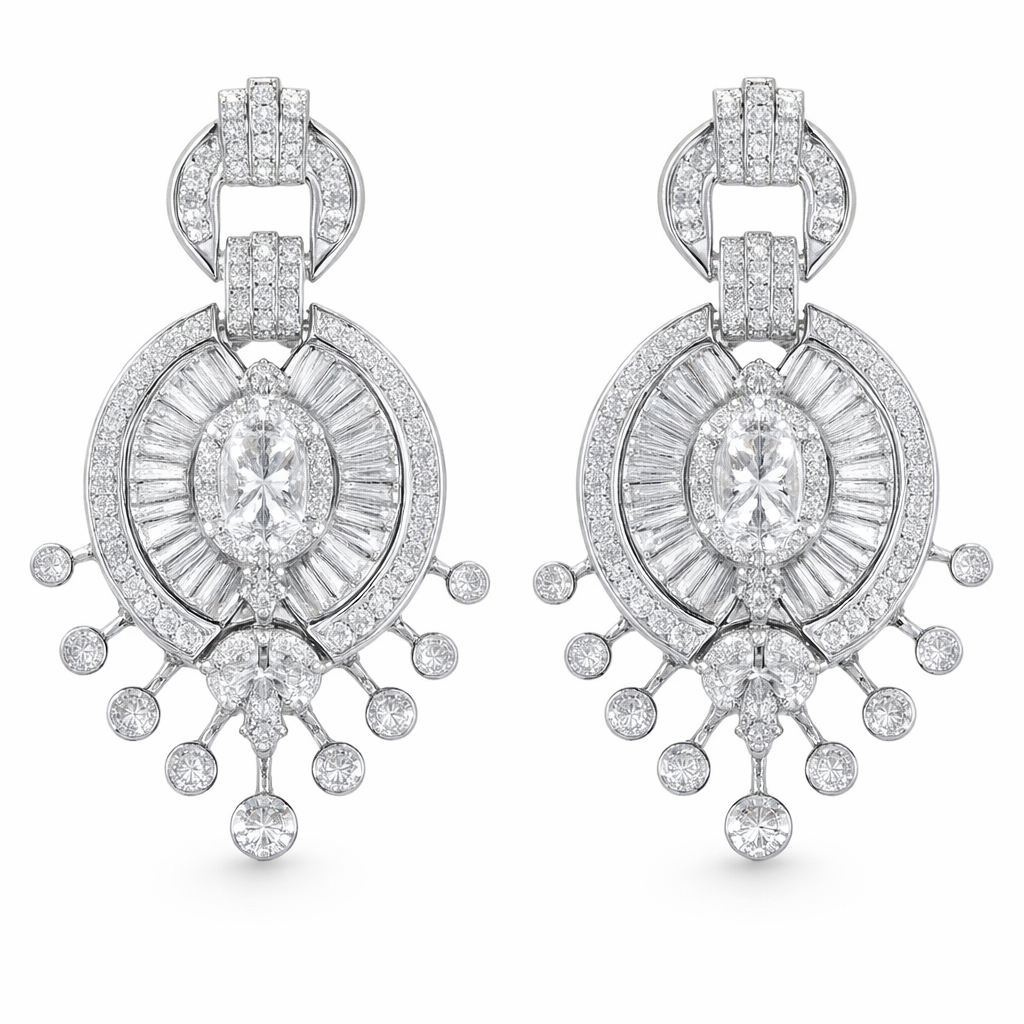 18k Gold Earrings, Studded with 1.50ct Natural Diamond 