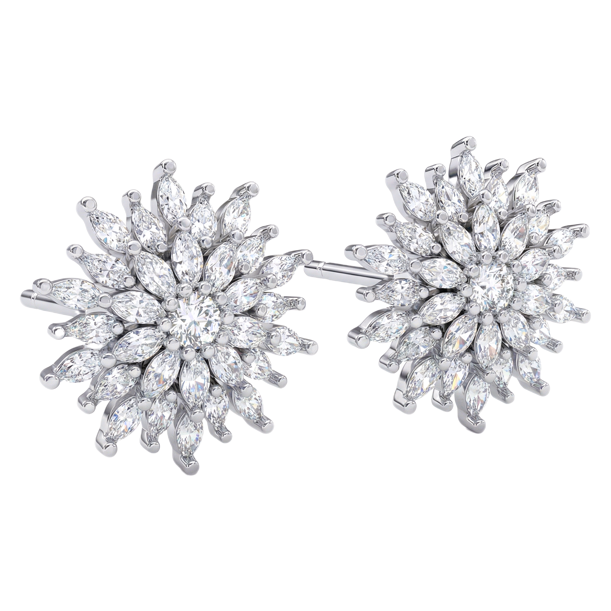 18k gold diamond earrings, featuring a natural diamond of 2.20 carats in a marquise cut.