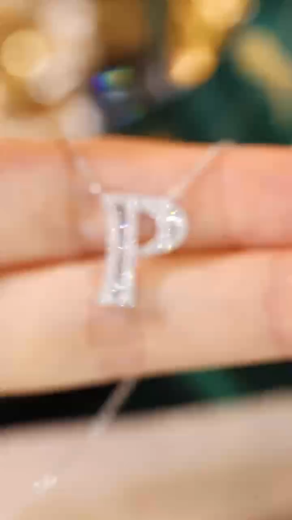 18k Gold Necklace with the Letter "P" Inlaid with 0.38ct Natural Diamond
