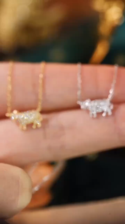 18k Gold Necklace, Chinese Cultural Elements Zodiac Series – Ox, Natural Diamond 0.15ct Chinese Zodiac