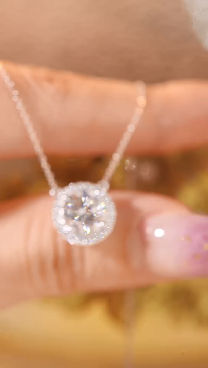 10K gold Radiant Halo · 2ct Lab Grown Diamond Pendant with 0.18ct Accent