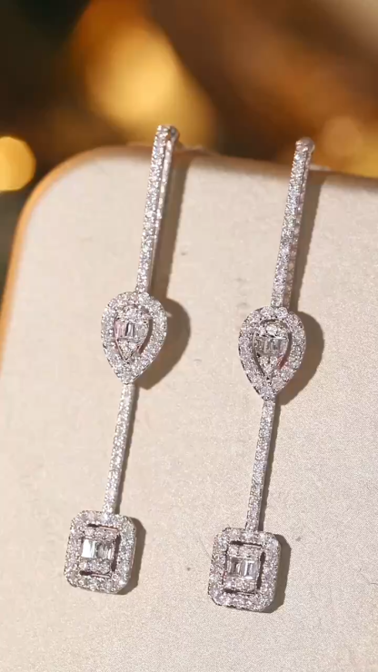18k ear studs with two wearing options, inlaid with 1.16ct natural diamonds