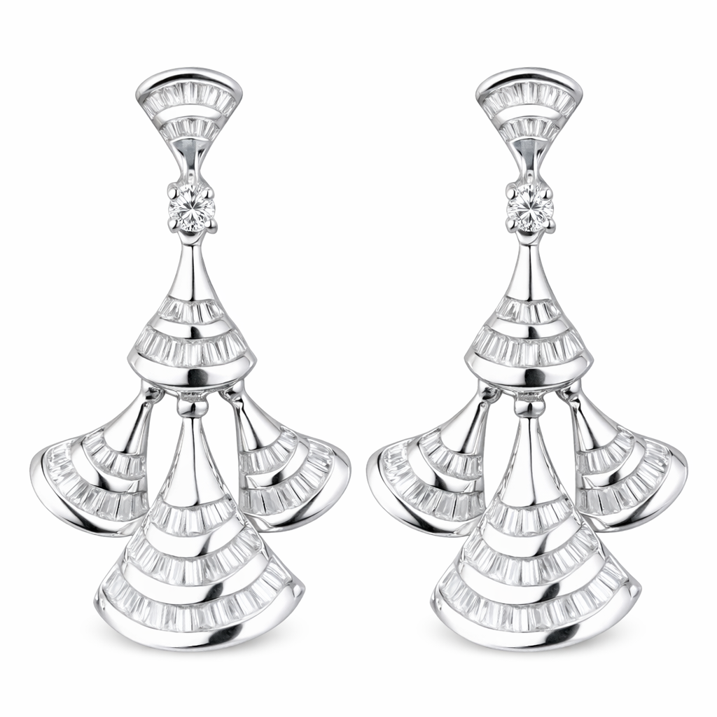 18k Gold Earrings, Studded with 0.70ct Natural Diamond 