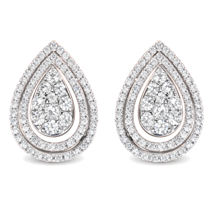 18k Gold Earrings with Three Wearing Styles, Inlaid with 1.00ct Natural Diamonds