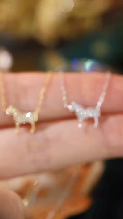 18k Gold Necklace, Chinese Cultural Elements Zodiac Series – Horse, Natural Diamond 0.12ct Chinese Zodiac