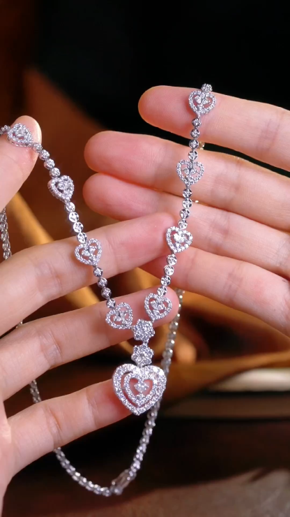 18k Gold Necklace, Luxury Diamond Necklace with Full Circle Setting, Natural Diamonds totaling 5.30ct