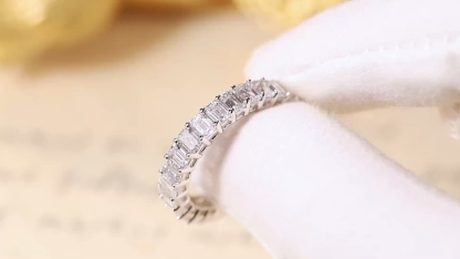 3.5CT Emerald Cut Full Pave Ring - 10K Gold Anniversary Gift for Her Special Occasion