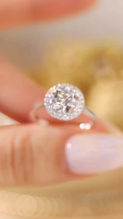  Halo Elegance · 2ct Lab Grown Diamond Ring with 0.20ct Accent Halo
